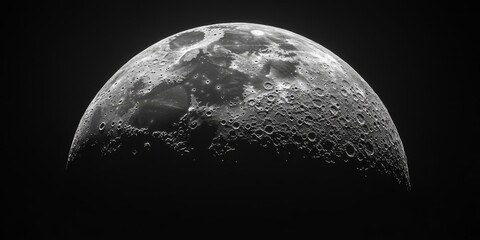 Aufkleber - Half Moon illuminated against a striking black background, showcasing the serene beauty of the Half Moon. The Half Moon creates a captivating focal point in this stunning visual.