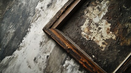 Poster - Weathered Wooden Frame Against a Distressed Wall