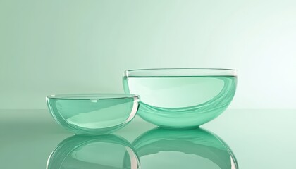 Poster - Two Glass Bowls Filled With Aqua-Colored Liquid