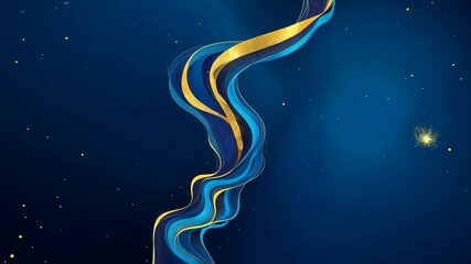 Aufkleber - A blue line with stars and a blue sphere. The line is curved and the sphere is round
