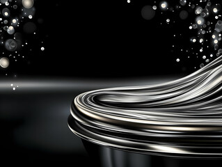 Poster - Abstract 3D Black Silver Wave Background