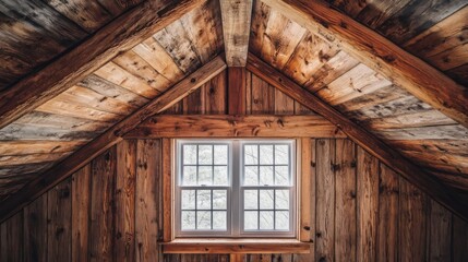 Poster - Rustic Wooden Attic Room With Single Window