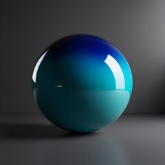 Wall Mural - Blue Gradient Sphere Object Reflective Surface Minimalist 3D Rendering