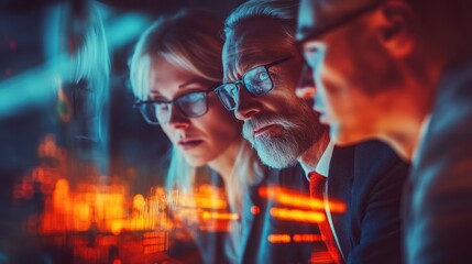 Poster - Businesspeople analyzing data on a screen