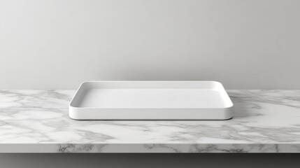Poster - White Rectangular Tray on Marble Surface