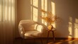 © Penatic Studio - Sunlit Room Featuring Armchair Dried Flowers And Side Table