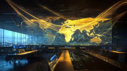 Poster - Global Network Monitoring Center Night View