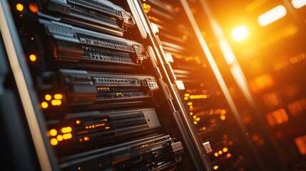 Poster - Illuminated Server Racks In Modern Data Center