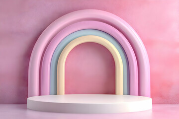 Wall Mural - Pastel Rainbow Arch 3D Render Background