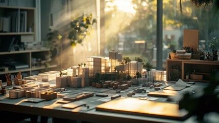 Poster - Architectural Model Illuminated By Morning Sunlight