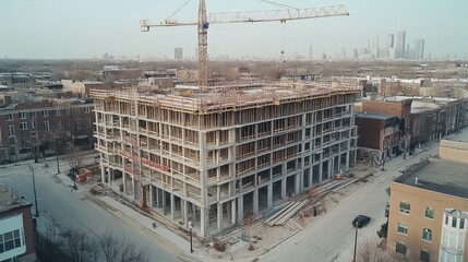 Poster - Urban Building Construction Site Aerial View