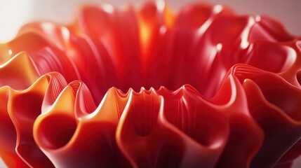 Poster - Abstract Red Organic Form Sculpting Waves