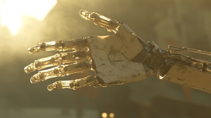 Poster - A Robotic Hand Extends in Golden Light