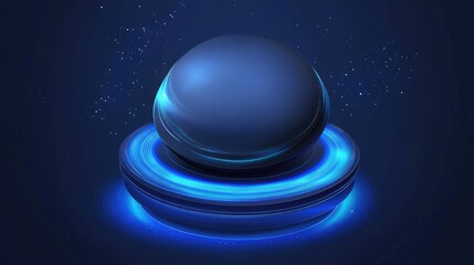 Poster - Dark Blue Sphere on Glowing Platform in Space