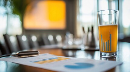 Poster - Business meeting with beer and financial charts