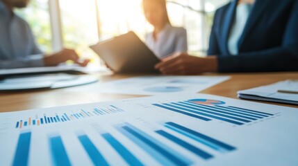 Poster - Businesspeople reviewing financial charts and graphs during a meeting
