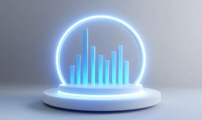 Wall Mural - Glowing bar graph on a pedestal.