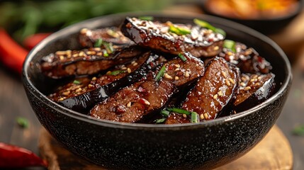 Wall Mural - Glazed beef bowl, Asian cuisine, close-up, delicious food