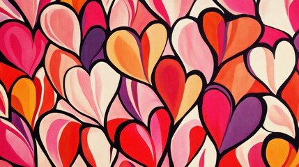 Poster - Vibrant Abstract Heart Pattern: A Colorful Celebration of Love