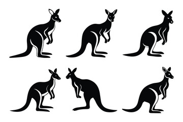  Silhouette vector of kangaroo icon set. Kangaroo icon set vector illustration