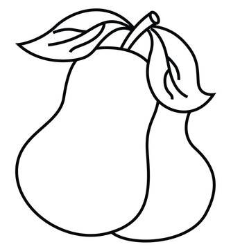 Cute cartoon hand drawn vector pears coloring page.