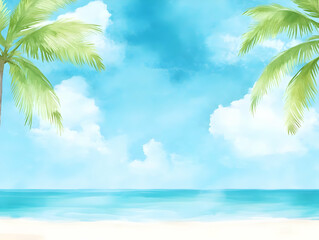 Wall Mural - Serene Beach Watercolor Illustration