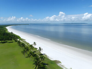 Wall Mural - Aerial View Tropical Beach Landscape Illustration