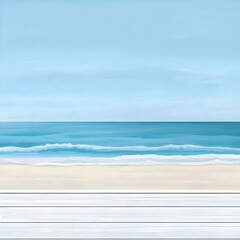 Wall Mural - Serene Beach Illustration: Summer Vacation Background