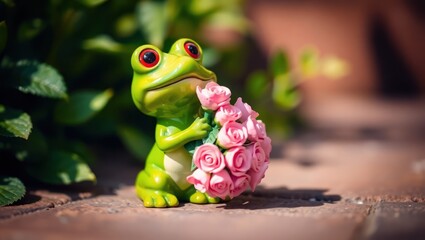 cute green tree frog, a small amphibian isolated on a white leaf in macro nature
