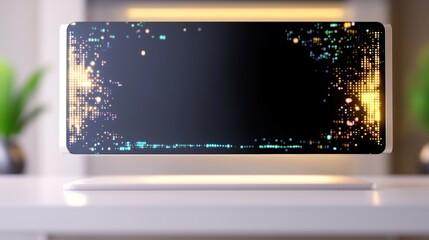 Aufkleber - Futuristic Digital Display with Colorful Patterns in a Modern Home Environment