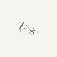 Wall Mural - wedding concept monogram elegant and elegant logo SZ organic hairline logotype letter