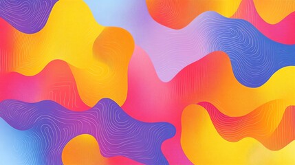 Poster - Vibrant Abstract Waveforms: A Colorful, Energetic Design