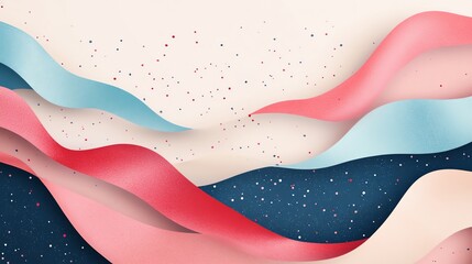 Poster - Abstract Pastel Waveforms: A Serene, Paper-Cut Art Design