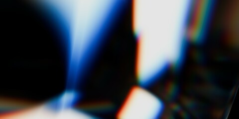 Wall Mural - dark background with color refraction effect, abstract light refraction on textured dispersion glass