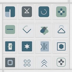 Poster - Icon Set of Vector UI Graphic Symbols in Grid, Minimalist Design Style