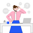 © Leafee.Studio - Business woman character working confused with computer laptop
