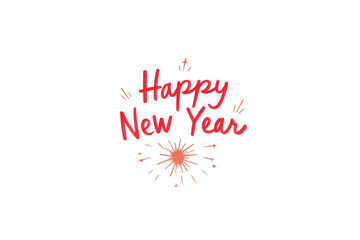 Wall Mural - Happy New Year hand drawn in bold red on plain white background