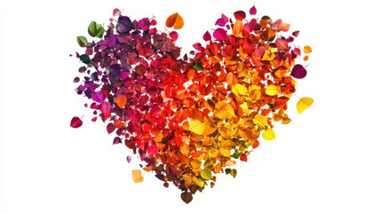 Wall Mural - A playful, abstract heart made of multicolored geometric leaf shapes, varied sizes and styles