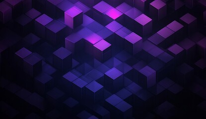 Wall Mural - abstract purple and dark blue 3d cube pattern.