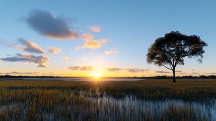 Solitary Tree at Sunset