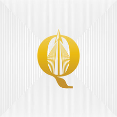 Wall Mural - Luxury arrow combined with initial alphabet Q logo design template. Luxurious arrow logo 