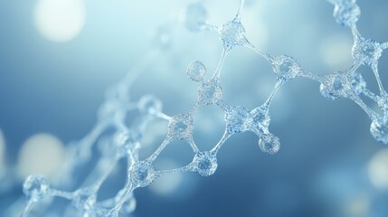 Poster - Close-up view of molecular structure highlighting interconnected atoms in a soft blue background
