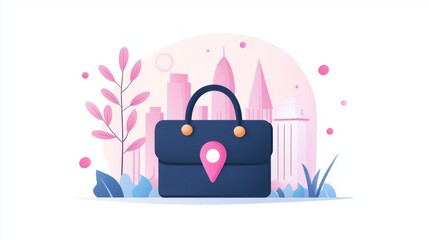Poster - Business and Office Location A map pin with a briefcase icon, representing a business office or corporate headquarters.