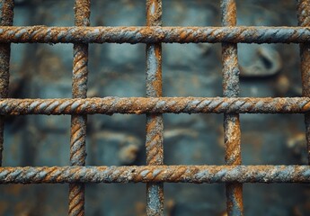 Poster - Close-Up View of Rusty Metal Grate with Textured Surface and Weathered Appearance, Highlighting Industrial Aesthetic and Aging Process in Urban Environment