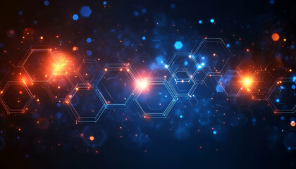 Poster - Glowing Hexagons Network Background