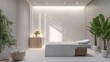 © NAIMAH - Minimalist spa room with massage table, plants, and natural light.