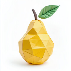 Wall Mural - pear on white background, pear with leaves, pear, fruit, origami