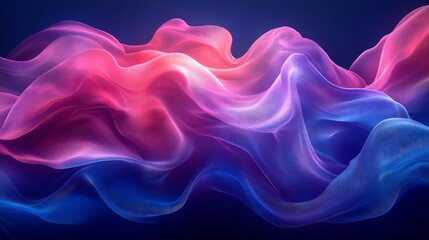 Fototapete - Dynamic blend of blue and magenta flowing curves with soft fluid lines and bold gradient colors creating an abstract vibrant digital art piece that bursts with energy and movement
