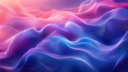 Fototapete - Dynamic blend of blue and magenta flowing curves with soft fluid lines and bold gradient colors creating an abstract vibrant digital art piece that bursts with energy and movement