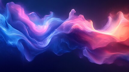 Fototapete - Dynamic blend of blue and magenta flowing curves with soft fluid lines and bold gradient colors creating an abstract vibrant digital art piece that bursts with energy and movement